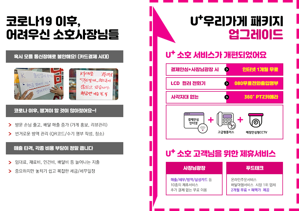 코로나19 이후 어려우신 소호사장님들 / U+ 우리가게패키지 업그레이드
